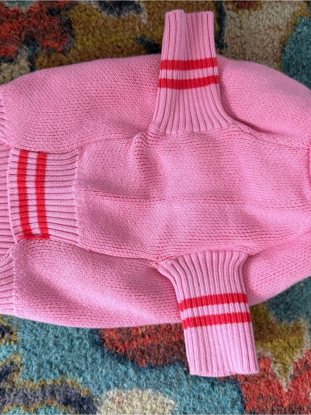 Foxy Pattern Red & Green Knit Dog Sweater - Brand Unknown
